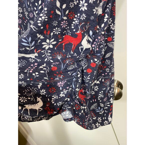 Lane Bryant Blue Floral and Forest Animals V-Neck 3/4 Sleeve Tee 18/20 - Picture 4 of 8